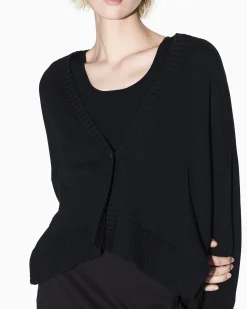 Maglieria Armani Exchange nera in cotone con dettagli in maglia a costine