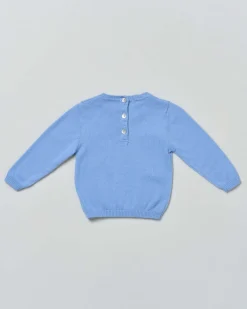 Maglioncino azzurro girocollo in puro cotone
