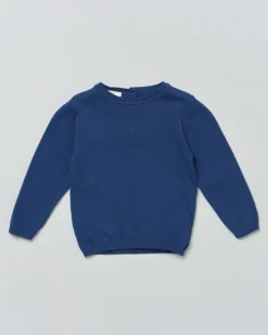 Maglioncino blu girocollo in puro cotone