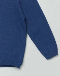 Maglioncino blu girocollo in puro cotone