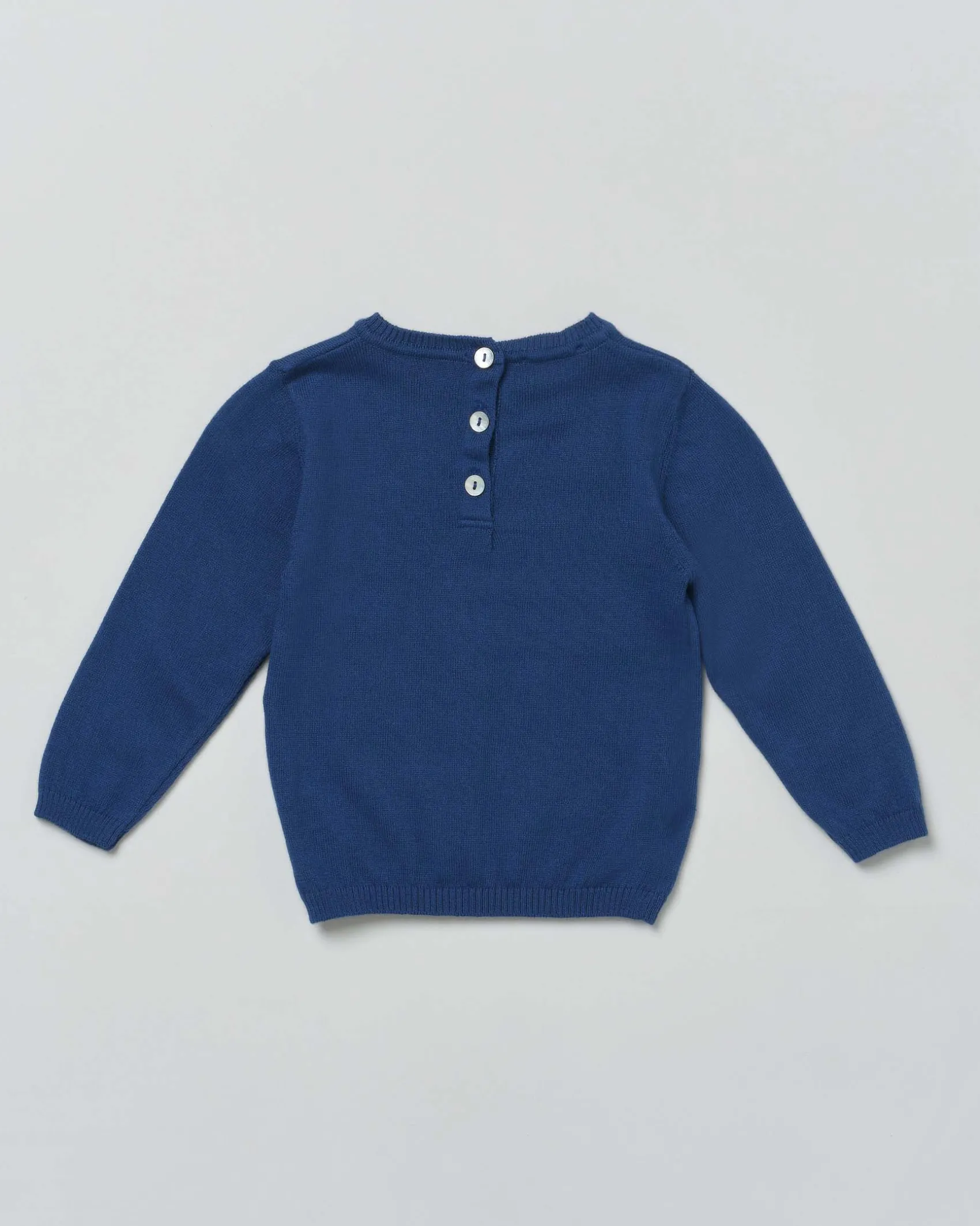 Maglioncino blu girocollo in puro cotone