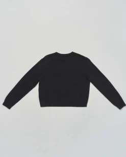 Maglioncino Calvin Klein nero in puro cotone con scritta logo bianca
