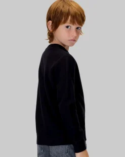 Maglioncino Calvin Klein nero in puro cotone con mini patch logo