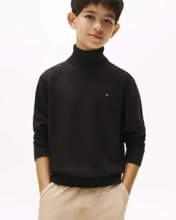 Maglioncino collo alto Tommy Hilfiger nero in puro cotone