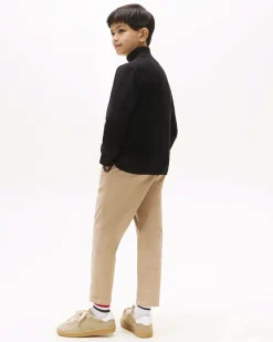 Maglioncino collo alto Tommy Hilfiger nero in puro cotone