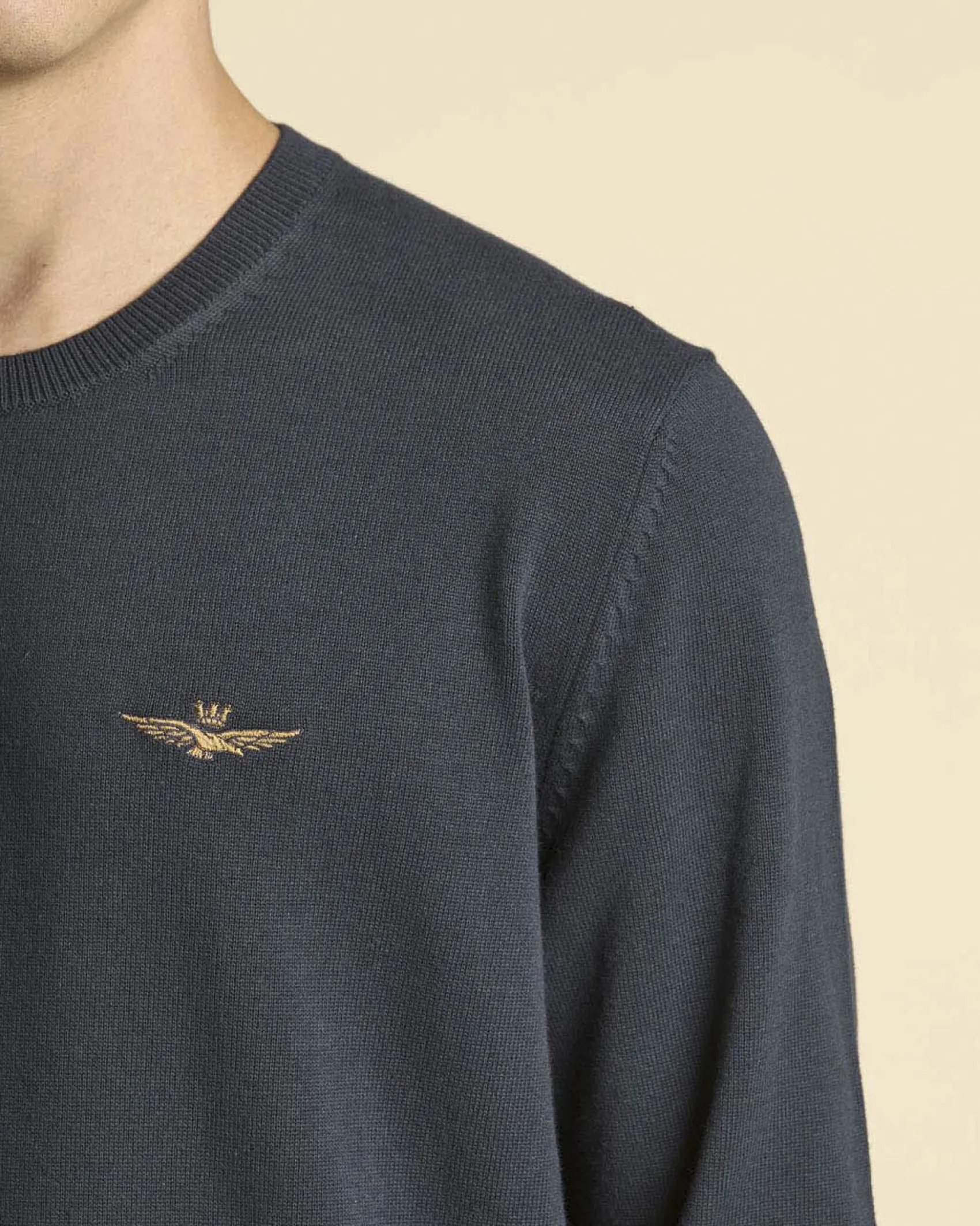 Maglioncino girocollo Aeronautica Militare blu in puro cotone