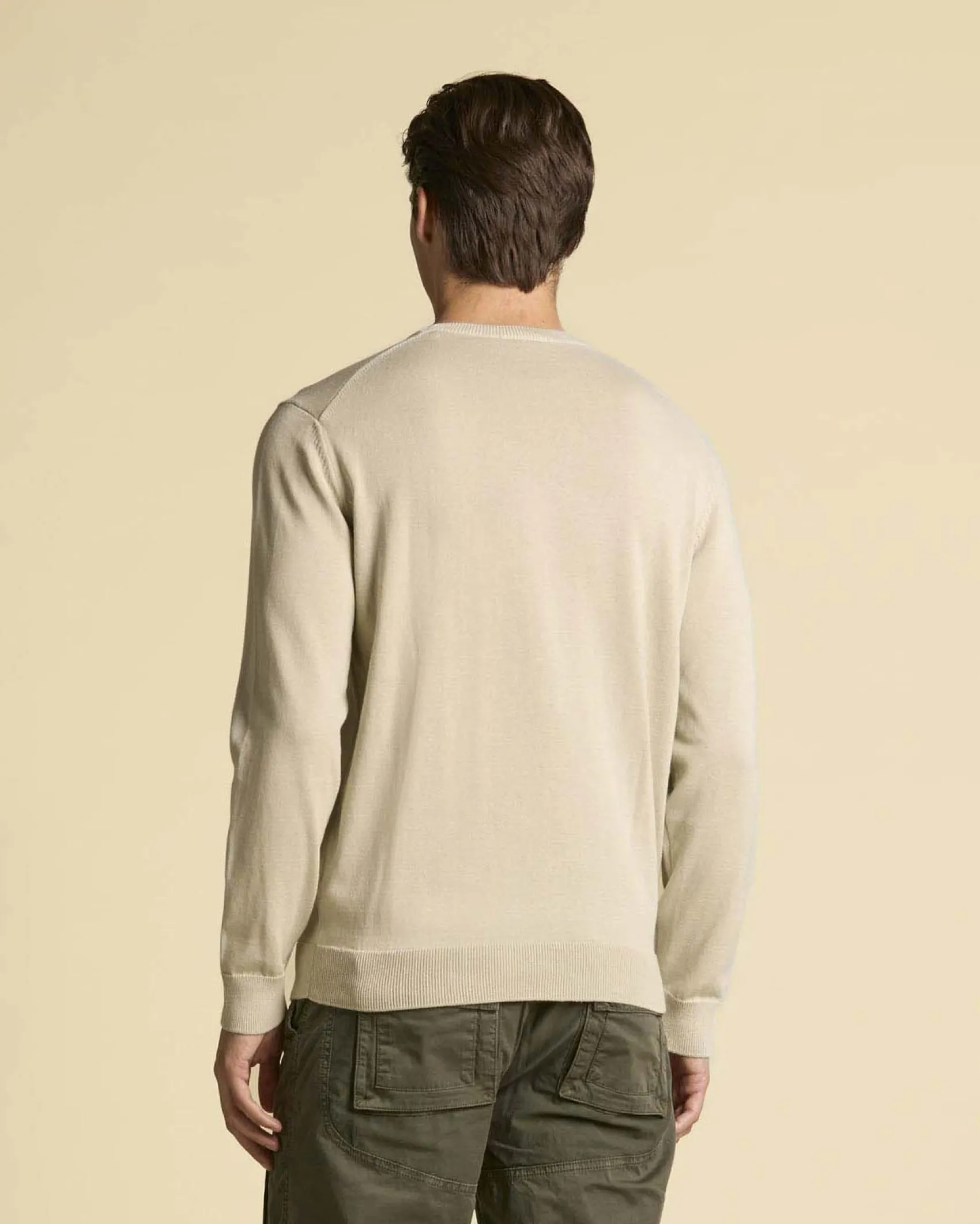 Maglioncino girocollo Aeronautica Militare beige in puro cotone