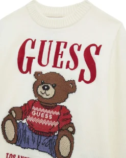 Maglioncino Guess avorio in misto cotone con orsetto