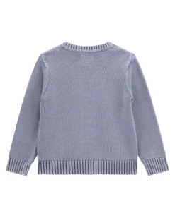 Maglioncino Guess azzurro delavé in puro cotone con maxi logo