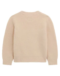 Maglioncino Guess rosa antico in tessuto pelosetto con logo pailettes