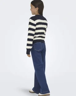Maglioncino Kids Only a righe blu e avorio con scollo a V