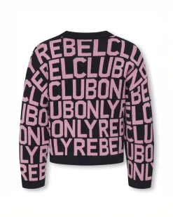 Maglioncino Kids Only blu e rosa con fantasia lettering jacquard