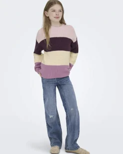 Maglioncino Kids Only color block rosa e avorio a costine