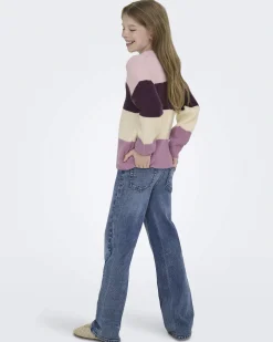 Maglioncino Kids Only color block rosa e avorio a costine