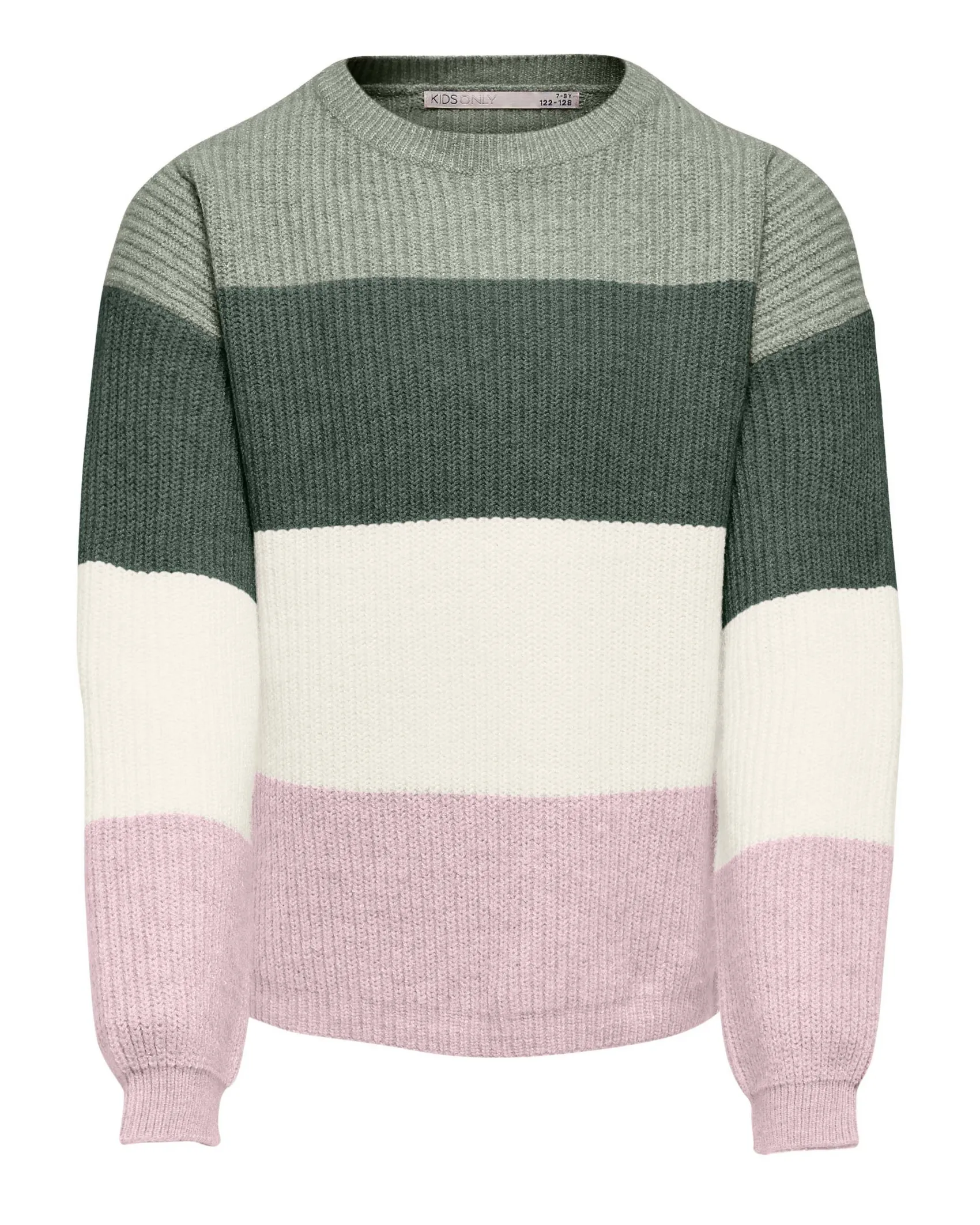 Maglioncino Kids Only color block verde e rosa costine