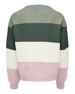 Maglioncino Kids Only color block verde e rosa costine
