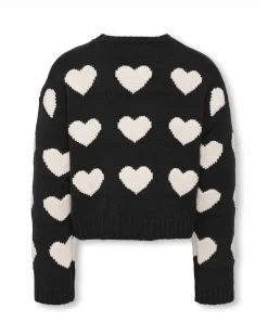 Maglioncino Kids Only nero con cuori jaquard bianchi