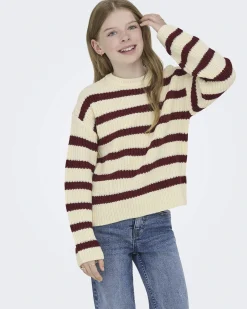 Maglioncino Kids Only tricot a righe avorio e bordeaux