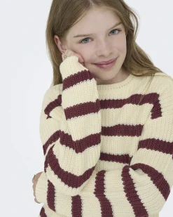 Maglioncino Kids Only tricot a righe avorio e bordeaux