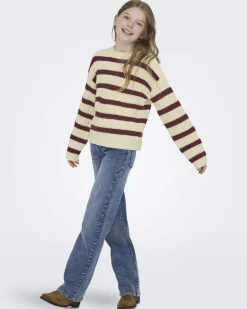 Maglioncino Kids Only tricot a righe avorio e bordeaux