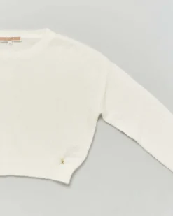 Maglioncino Kocca bianco latte cropped in misto lana