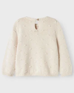 Maglioncino Lil'Atelier colo panna in puro cotone con lavorazione pois