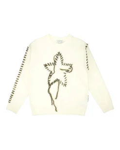 Maglioncino To be Too panna con stella verde militare ricamata