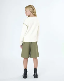 Maglioncino To be Too panna con stella verde militare ricamata