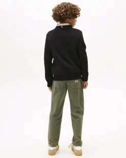 Maglioncino Tommy Hilfiger nero a trecce in puro cotone