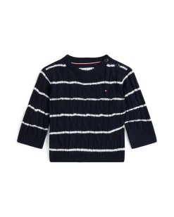 Maglioncino Tommy Hilfiger a righe blu e bianco in misto cotone