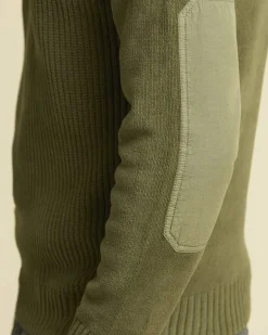 Maglione Aeronautica Militare verde militare in ciniglia con collo a scialle