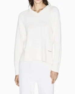 Maglione Armani Exchange bianco in misto lana con scollo a V
