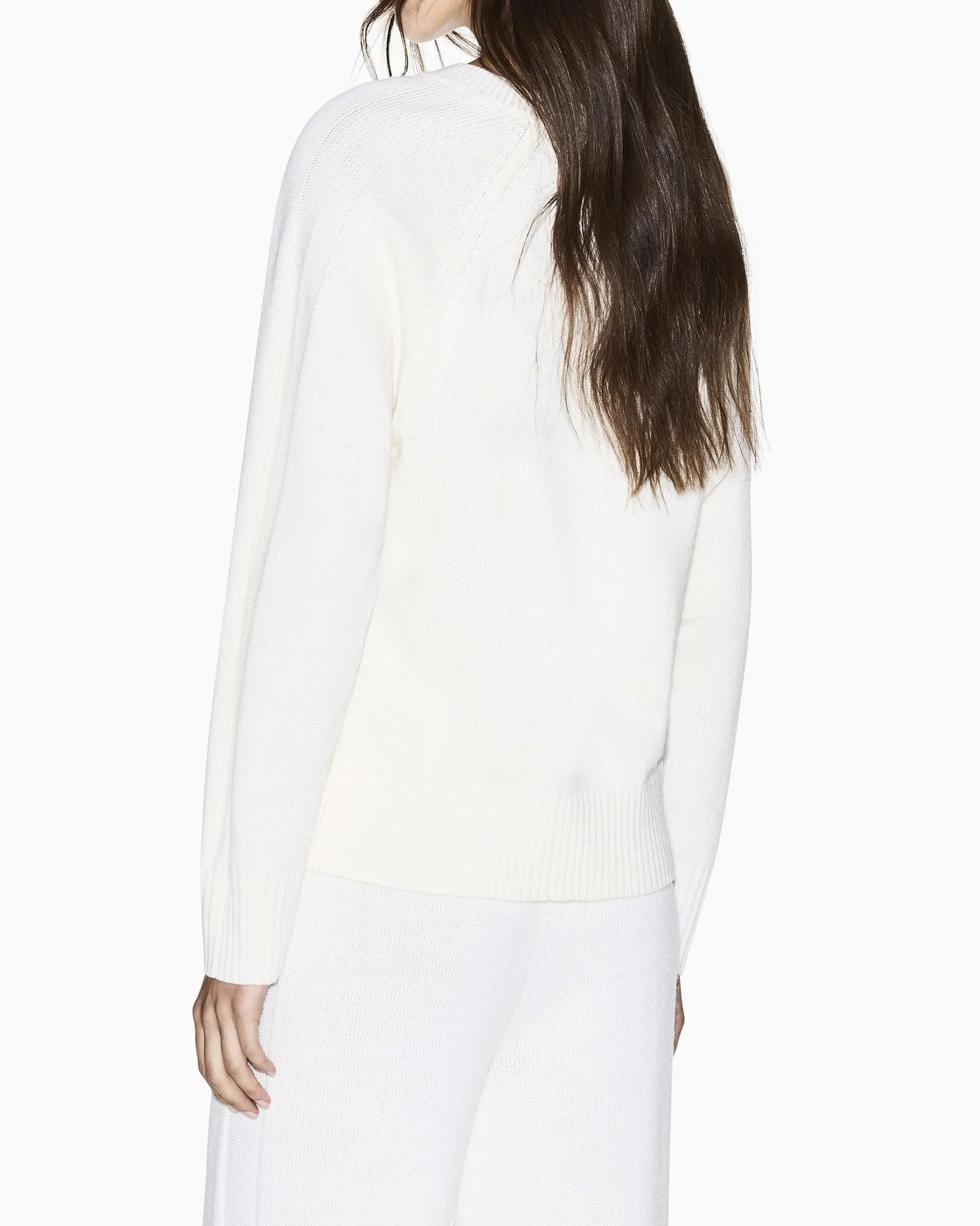 Maglione Armani Exchange bianco in misto lana con scollo a V