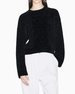 Maglione Armani Exchange nero in tessuto effetto velluto in rilievo