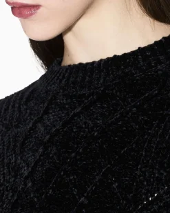 Maglione Armani Exchange nero in tessuto effetto velluto in rilievo