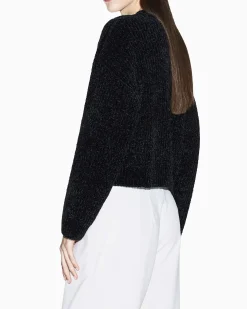 Maglione Armani Exchange nero in tessuto effetto velluto in rilievo