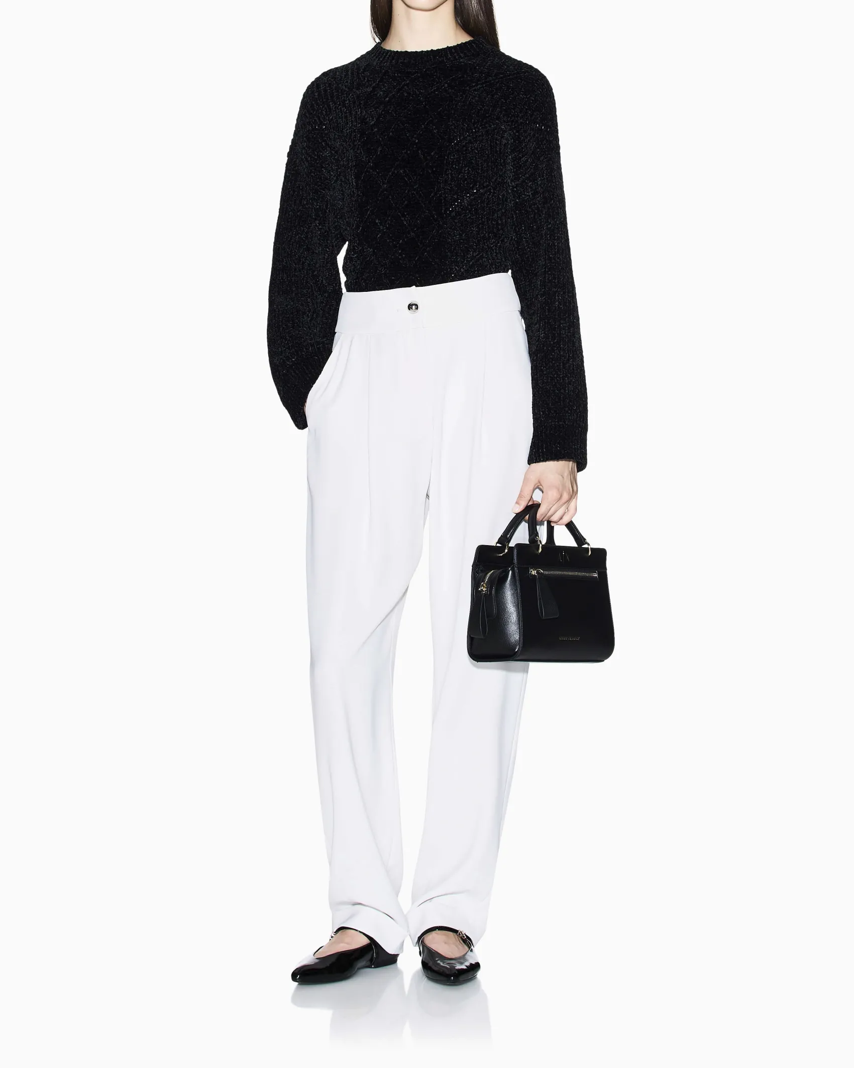 Maglione Armani Exchange nero in tessuto effetto velluto in rilievo