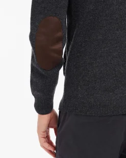 Maglione Barbour grigio antracite in pura lana con doppia chiusura zip e bottoni