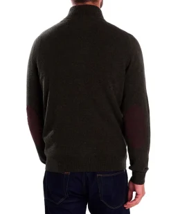 Maglione Barbour verde militare in pura lana con doppia chiusura zip e bottoni