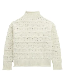 Maglione collo alto Guess in ciniglia avorio traforato