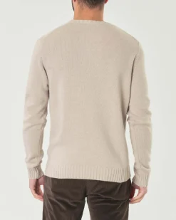 Maglione girocollo Ashki.i color sabbia in misto lana e cachemire finezza 7
