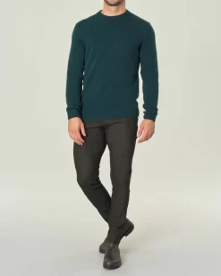 Maglione girocollo Ashki.i verde bottiglia in misto lana e cachemire finezza 7