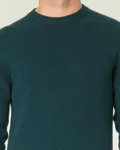 Maglione girocollo Ashki.i verde bottiglia in misto lana e cachemire finezza 7