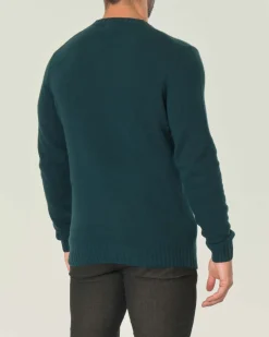 Maglione girocollo Ashki.i verde bottiglia in misto lana e cachemire finezza 7