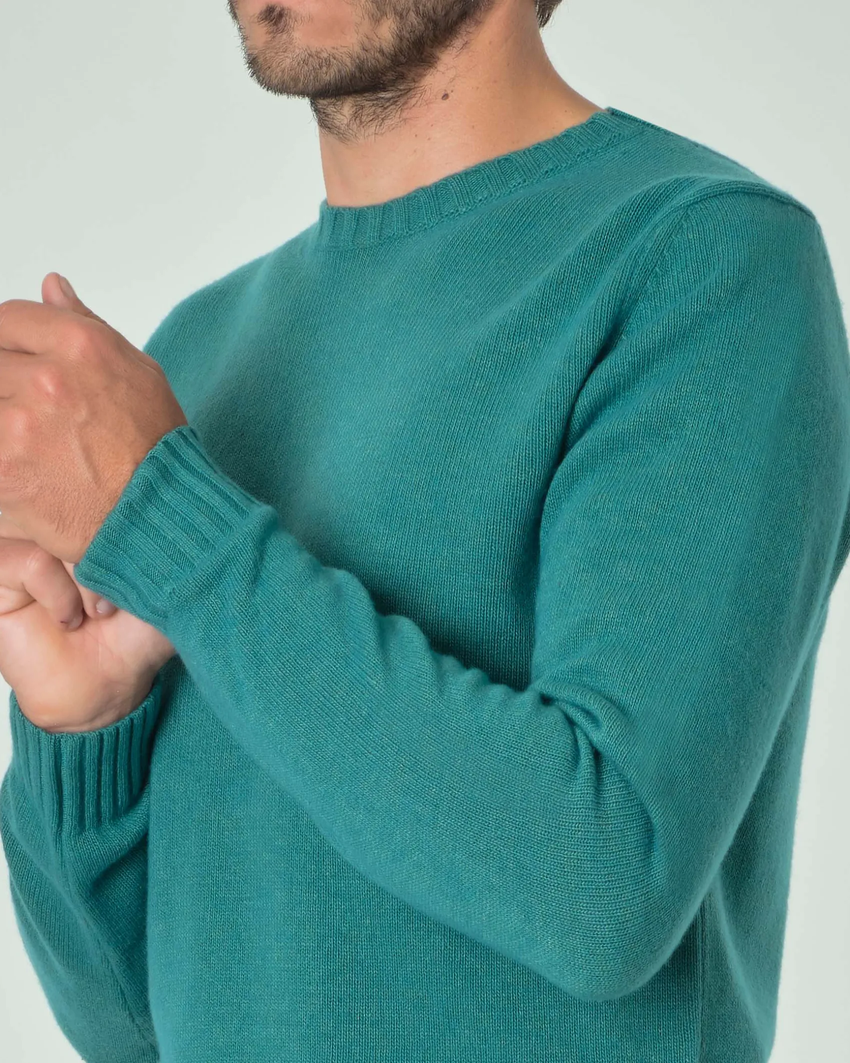 Maglione girocollo Ashki.i verde menta in misto lana e cachemire finezza 7