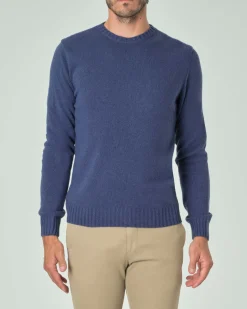 Maglione girocollo Ashki.i blu indaco in misto lana e cachemire finezza 7