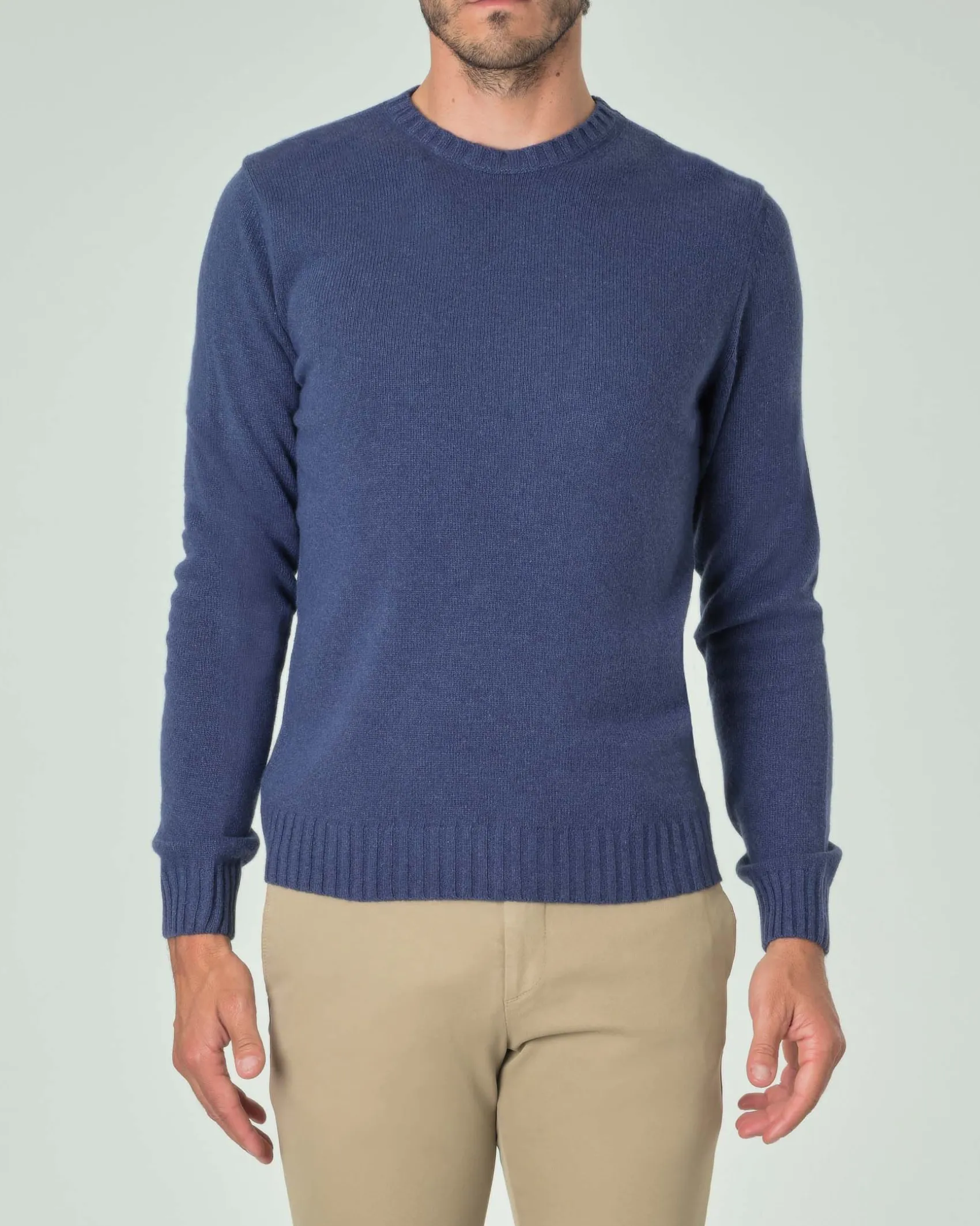 Maglione girocollo Ashki.i blu indaco in misto lana e cachemire finezza 7