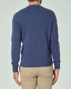 Maglione girocollo Ashki.i blu indaco in misto lana e cachemire finezza 7