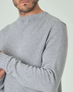 Maglione girocollo Ashki.i grigio in misto lana e cachemire finezza 7