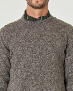 Maglione girocollo Barbour tortora effetto bottonato